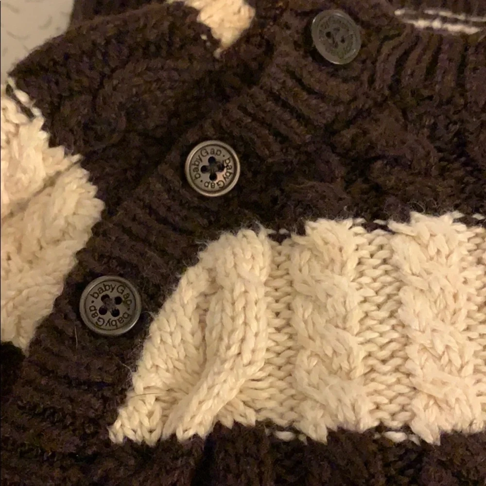 BabyGap cable knit brown & cream stripped onesie